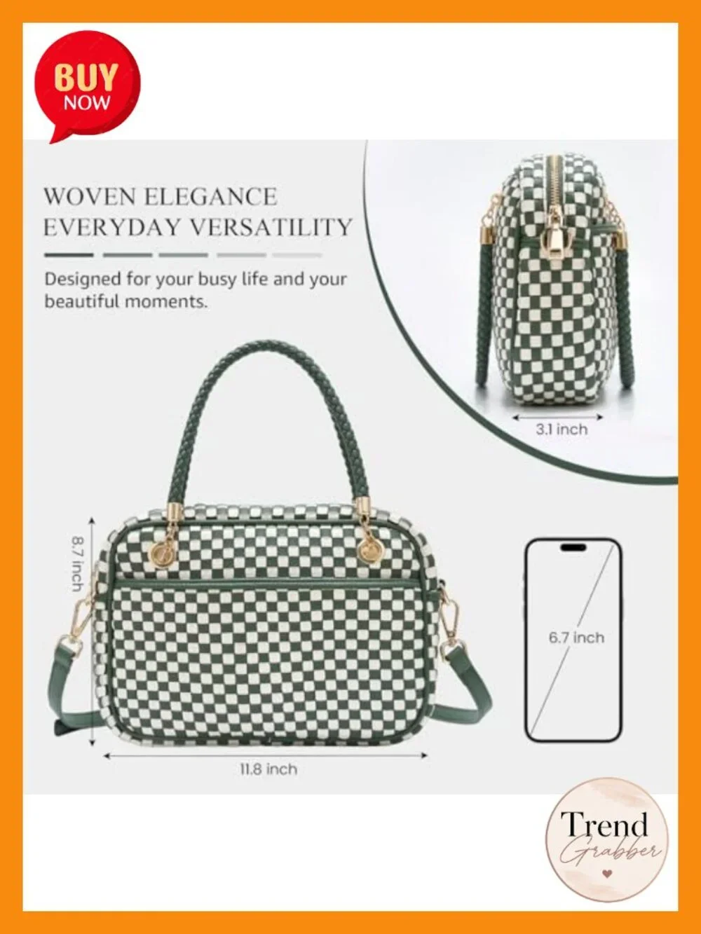 Woven Vegan Leather Crossbody Camera Bag with Braided Handle